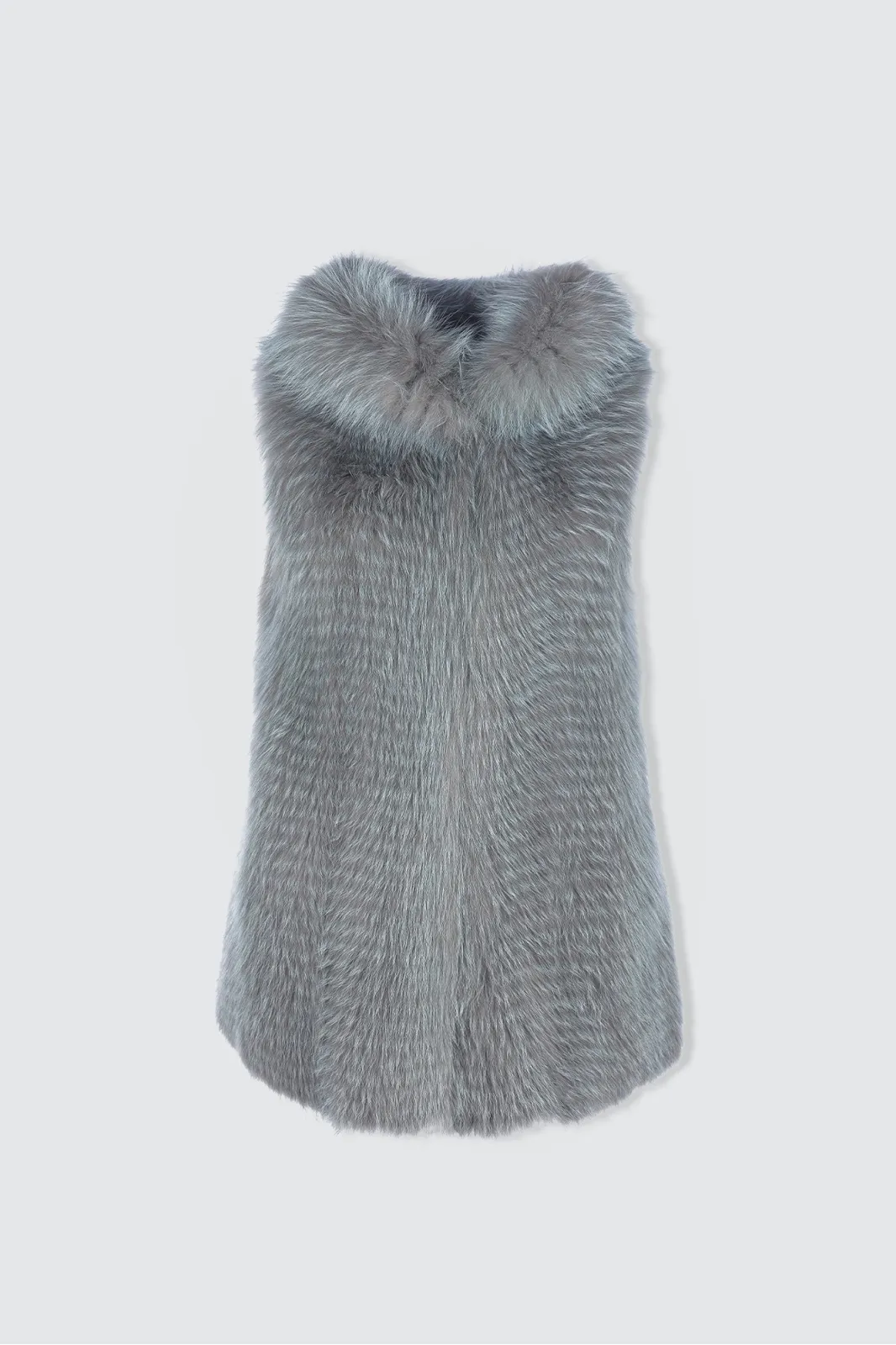 ---------Gilet in volpe grigia con cappuccio--------