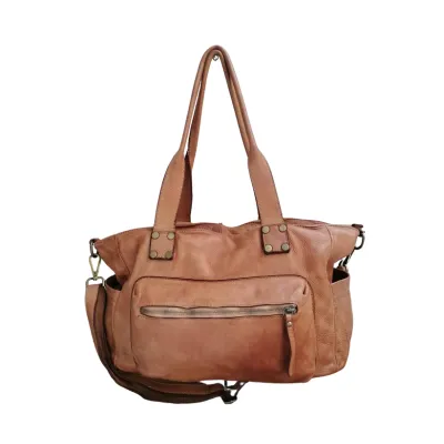 A Meta Prezzo! STOCK SS209 Borsa larga in Vera Pelle Sauvage Stile Vintage