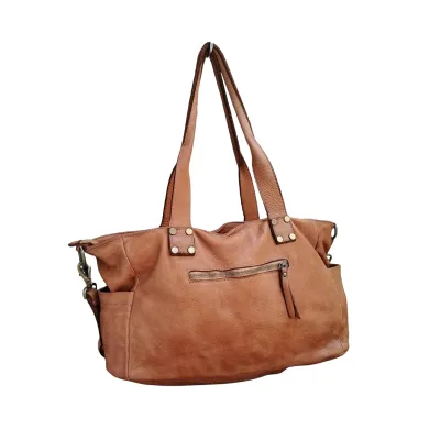 A Meta Prezzo! STOCK SS209 Borsa larga in Vera Pelle Sauvage Stile Vintage