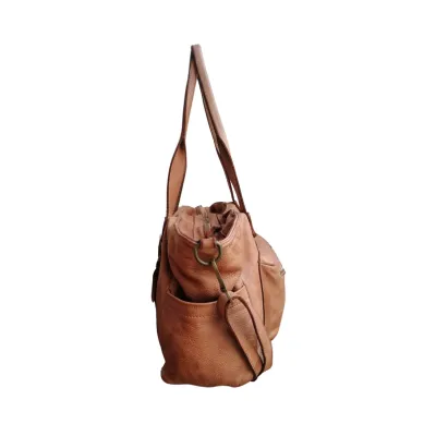 A Meta Prezzo! STOCK SS209 Borsa larga in Vera Pelle Sauvage Stile Vintage