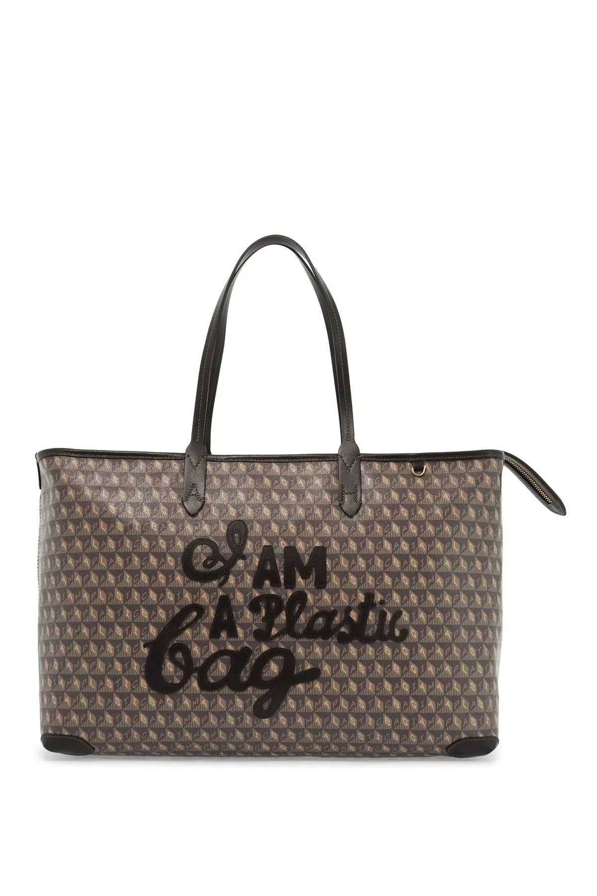 Borsa I Am A Plastic Bag Zipped Motif Tote