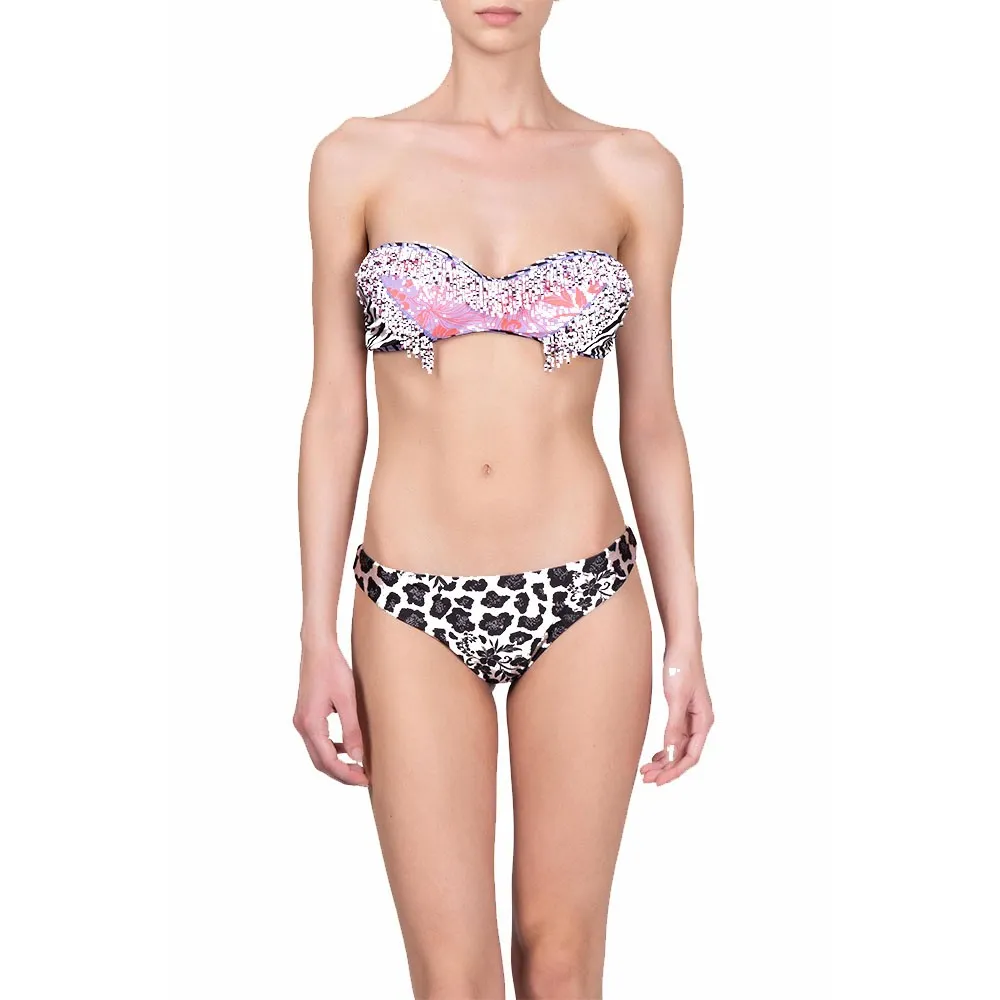 Effek Bikini Fascia Perline Marrone Rosa Donna