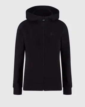 Emporio Armani EA7 Felpa Con Cappuccio Full Zip Train Shiny Nero Donna