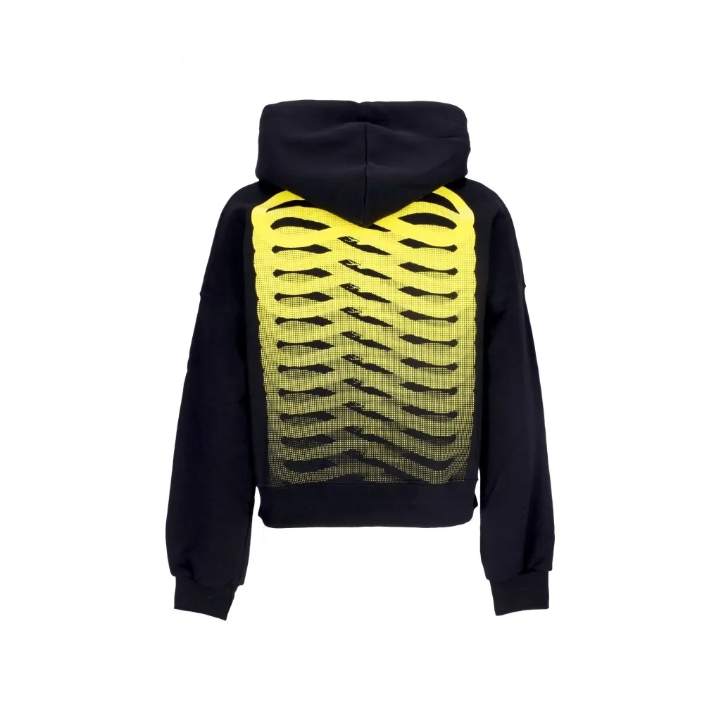 felpa cappuccio corta donna ribs crop hoodie BLACK/YELLOW