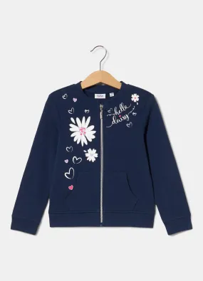 Felpa full zip in puro cotone bambina