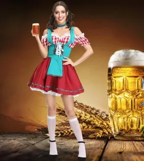 German Dirndl Dress Oktoberfest Dress Summer Off Shoulder Oktoberfest Beer Girl Costume Carnival Waitress Outfits Dress