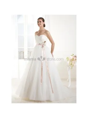 ISABELLA - A-line Sweetheart Chapel train Tulle Wedding dress