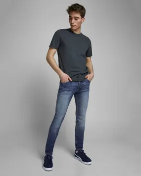 Jeans Liam skinny fit a vita bassa lavaggio scuro stone washed con baffature