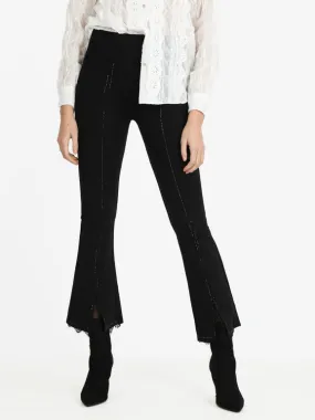 Jeans Louise Francoise Pantalon évasé femme élégant avec strass