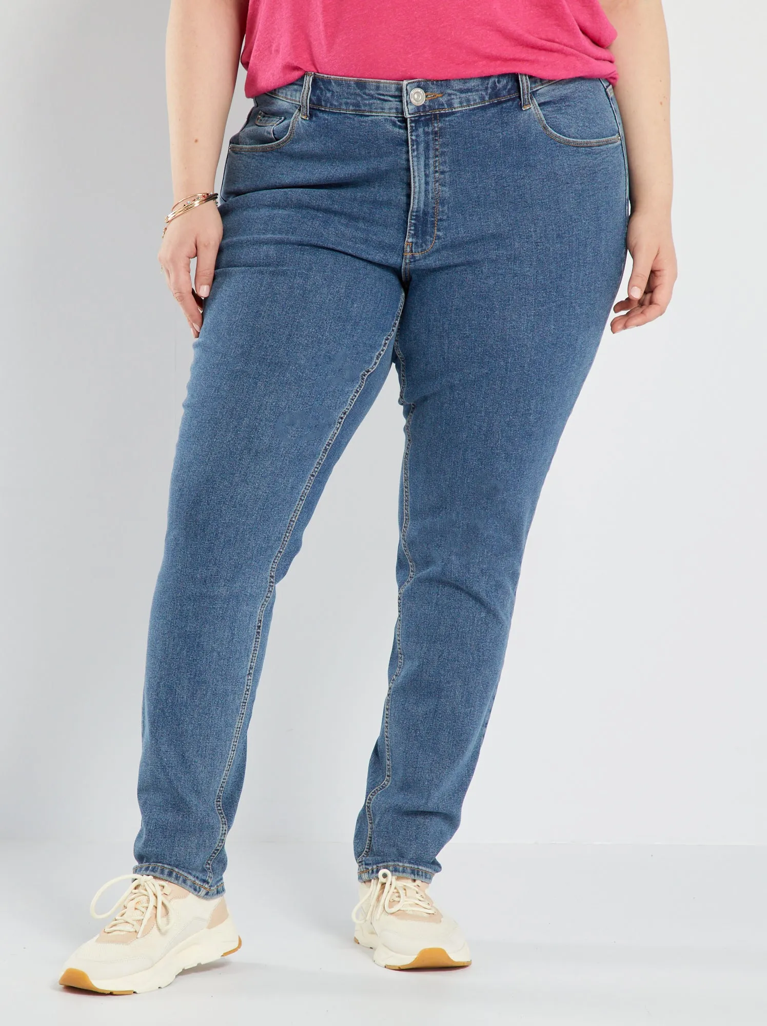 Jeans slim a vita alta - L28 - BLU