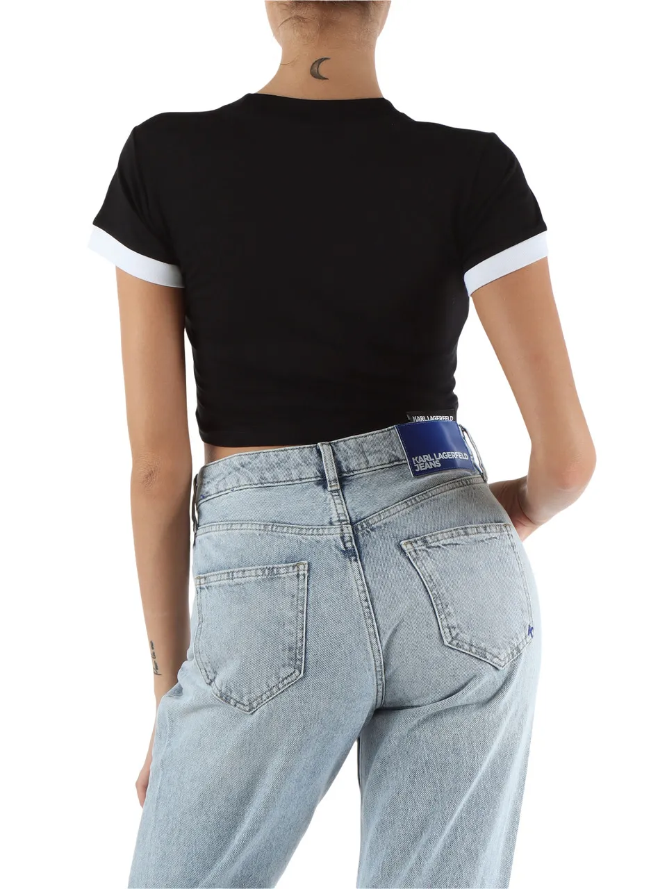 JEANS: T-shirt cropped slim fit in cotone organico