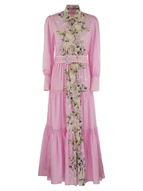 Long cotton dress with floral pattern