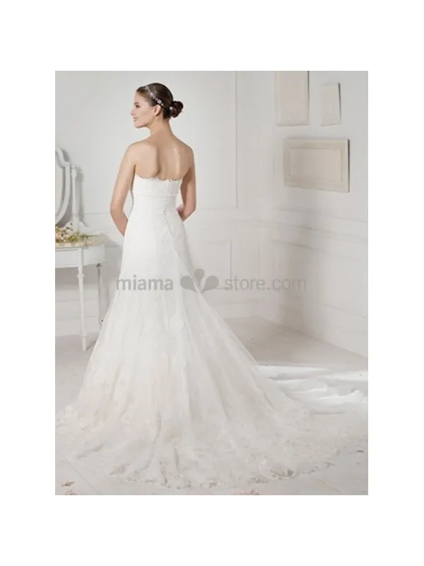 MIA - Strapless Chapel train Organza Wedding dress