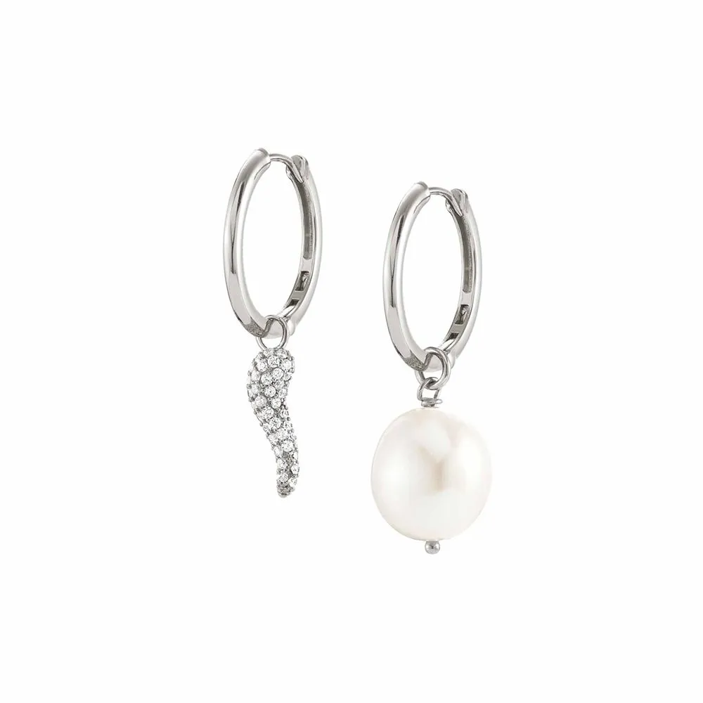 Orecchini Nomination in Argento con Perla e Corno – White Dream – 148704/054