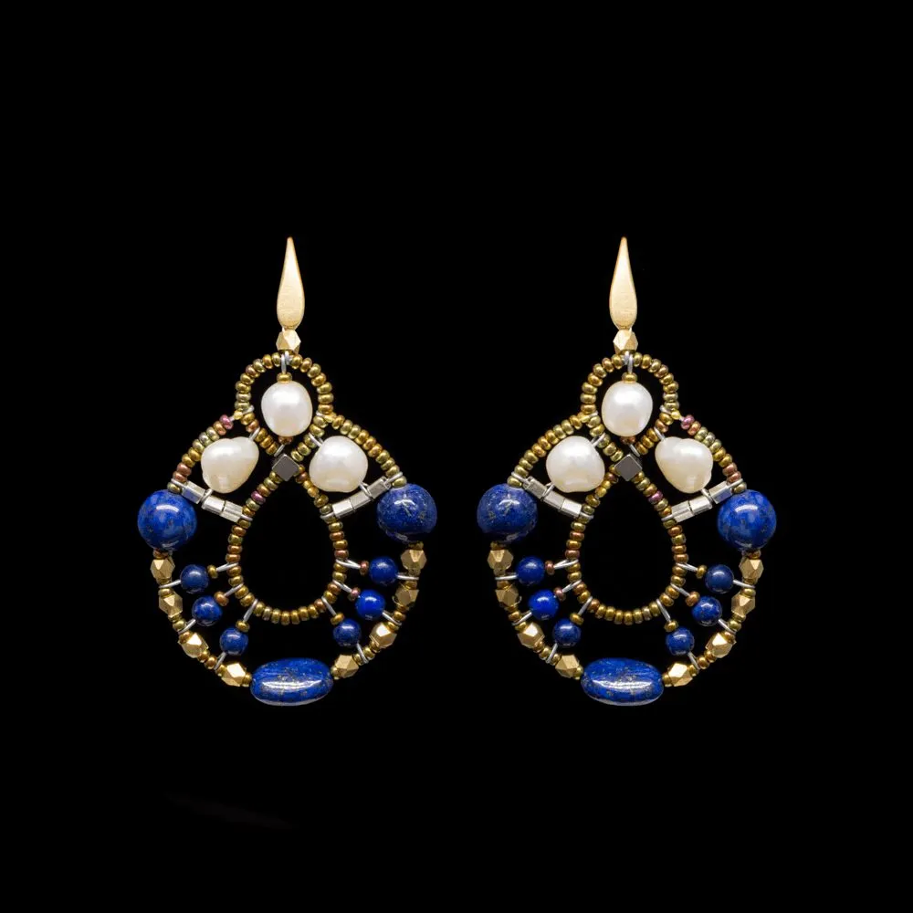 Orecchini Ziio in Argento e Vetro di Murano con Madreperla e Lapis – EAR GALAXIE LAPIZ