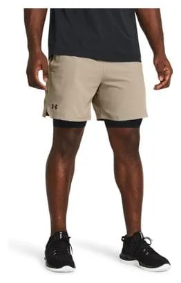 Pantaloncini 2 in 1 Under Armour Vanish Woven Beige Uomo