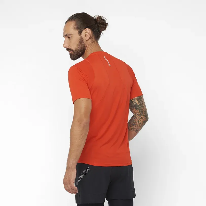 Salomon Sense Aero Tee Fiery Red - Maglia Running Uomo