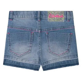 Shorts Di Jeans Con Cuore Multicolor Bambina