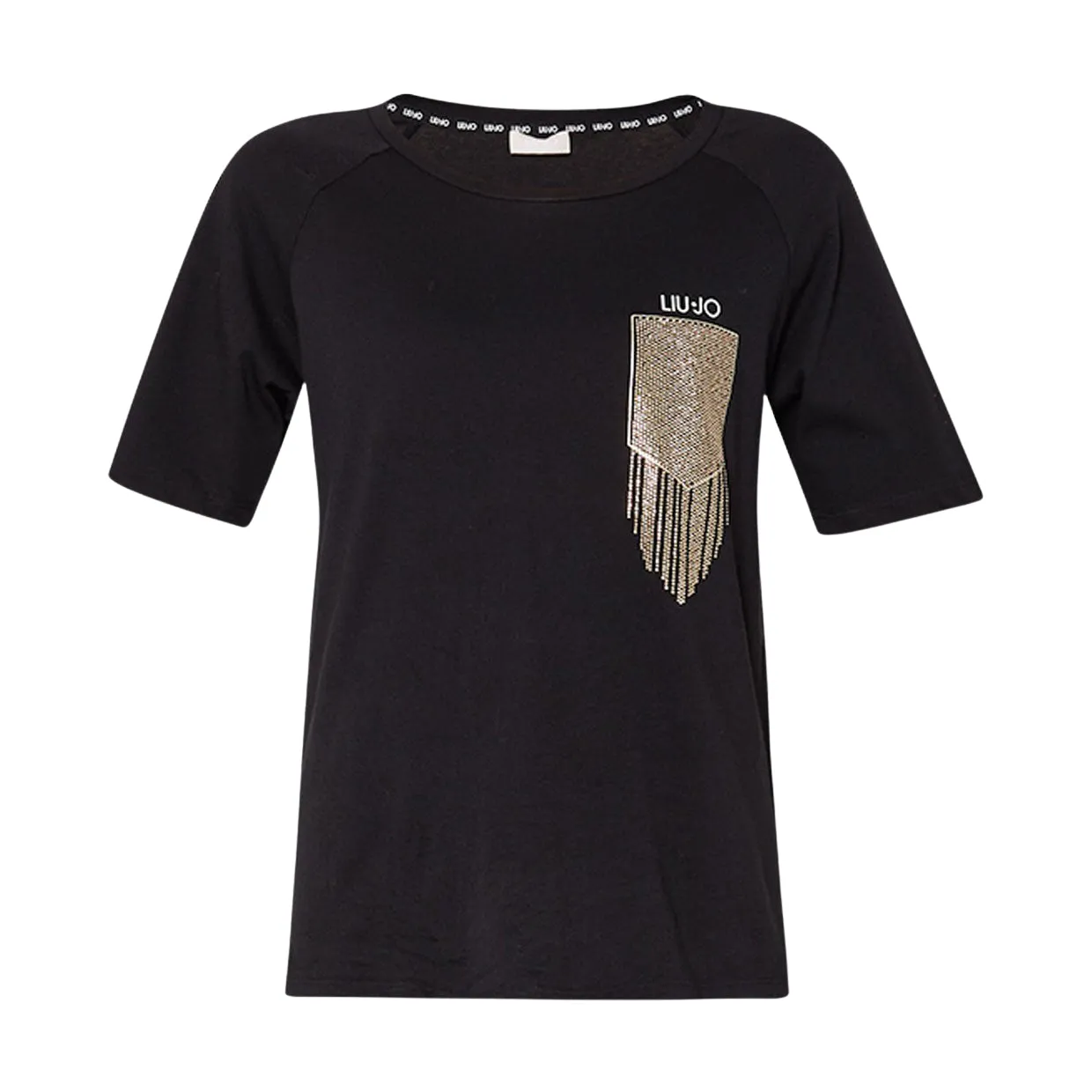 T-shirt Donna Liu-Jo Ecosostenibile Strass Nero