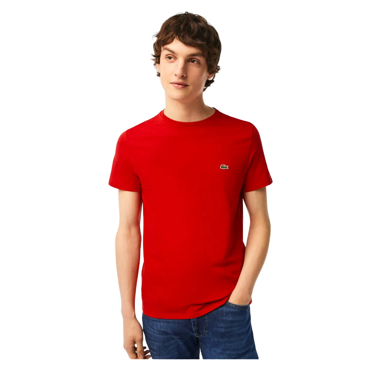 T-shirt Uomo Lacoste Girocollo Cotone Pima Rosso