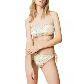 Twinset Bikini Fascia Con Stampa E Ricamo Con Slip Tanga