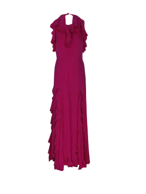 WOMAN CRIDA FUCSIA SILK LONG DRESS